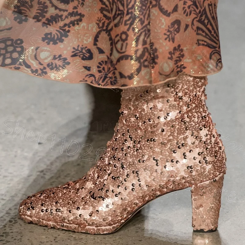 Gold Sequins Design Square Toe Runway Boots Back Zipper Women Shoes Chunky High Heels New Party Dating 2025 Zapatos Para Mujere
Gold Sequins Design Square Toe Runway Boots Back Zipper Women Shoes Chunky High Heels New Party Dating 2025 Zapatos Para Mujere