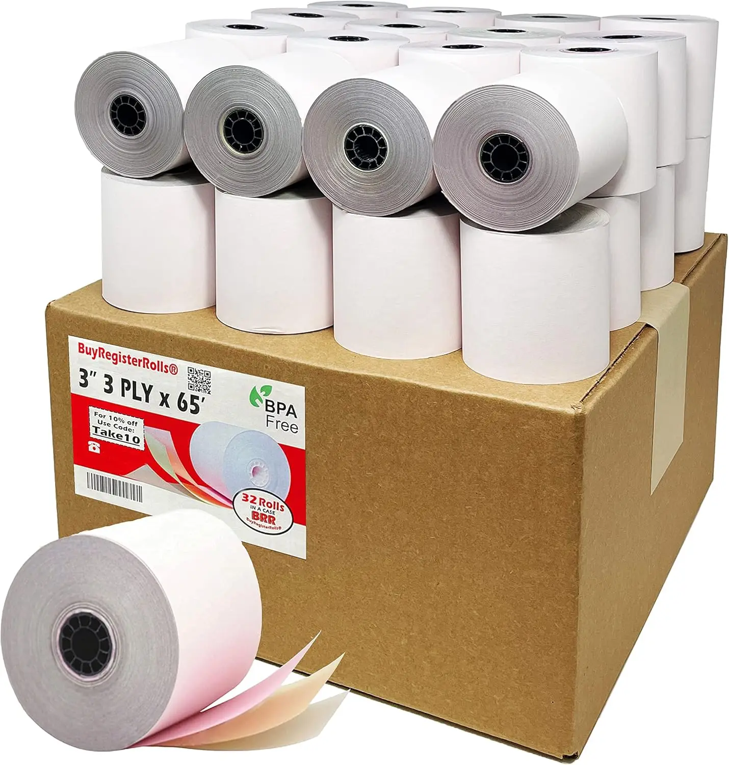 32 Rolls 3-Ply 3" x 65' Carbonless Paper for Kitchen Printer
32 Rolls 3-Ply 3" x 65' Carbonless Paper for Kitchen Printer