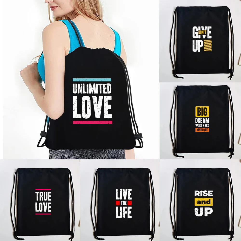 Drawstring Backpack Lovely Phrase Letter Backpack Girl Shopping Bags Multi-function Portable Shoes Bag Outdoor Fitness Beach Bag
Drawstring Backpack Lovely Phrase Letter Backpack Girl Shopping Bags Multi-function Portable Shoes Bag Outdoor Fitness Beach Bag