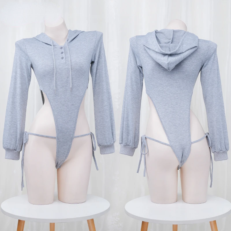 Anime Hollow Out Cosplay Sexy Girl Women High Cross Strap Solid Grey Long Sleeve Bandage Hoodies High Vest Lingerie Set Costume
Anime Hollow Out Cosplay Sexy Girl Women High Cross Strap Solid Grey Long Sleeve Bandage Hoodies High Vest Lingerie Set Costume