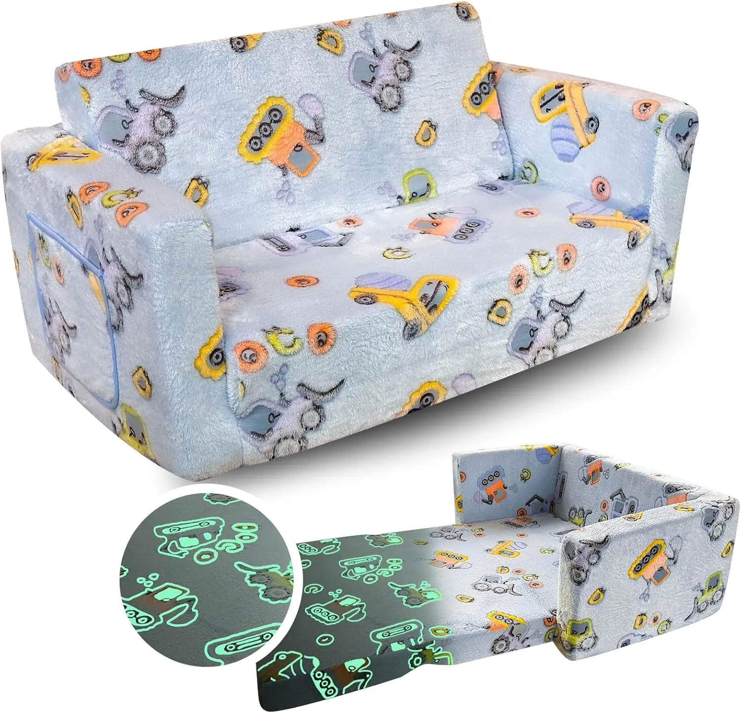 Kids Sofa, Glow In The Dark Toddler Chairs Children'S Extra Wide Convertible Sofa To Lounger - Extra Soft 2 Seats 2 In 1 Flip
Kids Sofa, Glow In The Dark Toddler Chairs Children'S Extra Wide Convertible Sofa To Lounger - Extra Soft 2 Seats 2 In 1 Flip