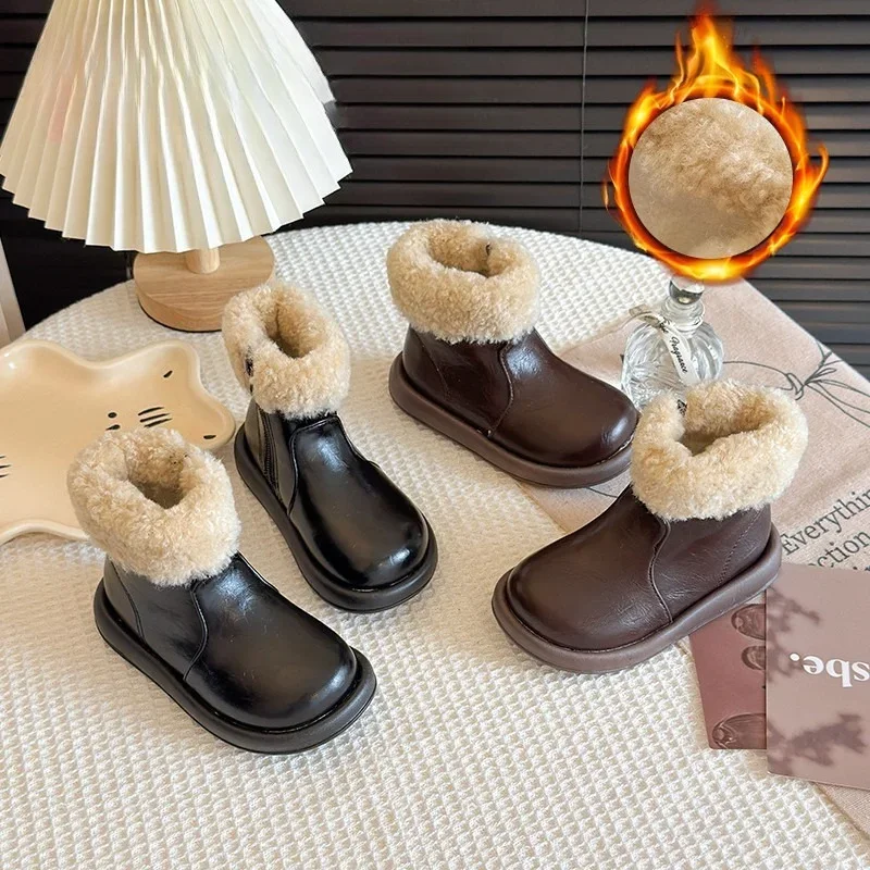 Теплые ботинки для девочек, зимние детские модные теплые нескользящие ботинки до щиколотки из искусственной кожи для мальчиков, модная обувь, размер 23-34
Теплые ботинки для девочек, зимние детские модные теплые нескользящие ботинки до щиколотки из искусственной кожи для мальчиков, модная обувь, размер 23-34