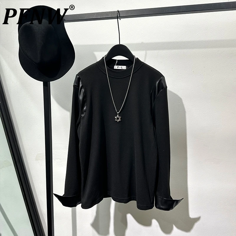 PFNW Male T-shirts PU Leather Patchwork Slim Tees Darkwear Long Sleeve Round Neck Men's Tops Autumn Dark Style Casual 21Z4881
PFNW Male T-shirts PU Leather Patchwork Slim Tees Darkwear Long Sleeve Round Neck Men's Tops Autumn Dark Style Casual 21Z4881