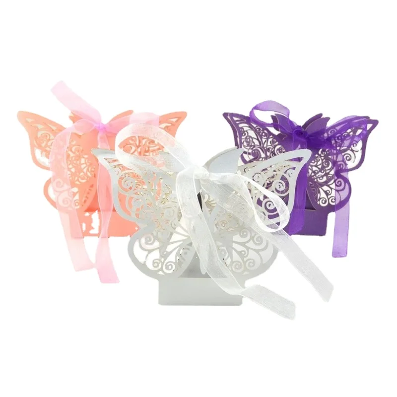 50Pcs Butterfly Laser Hollow Gift Candy Box with Ribbons Creative European Wedding Event Party Supplies Pearl Gift Box Packaging
50Pcs Butterfly Laser Hollow Gift Candy Box with Ribbons Creative European Wedding Event Party Supplies Pearl Gift Box Packaging