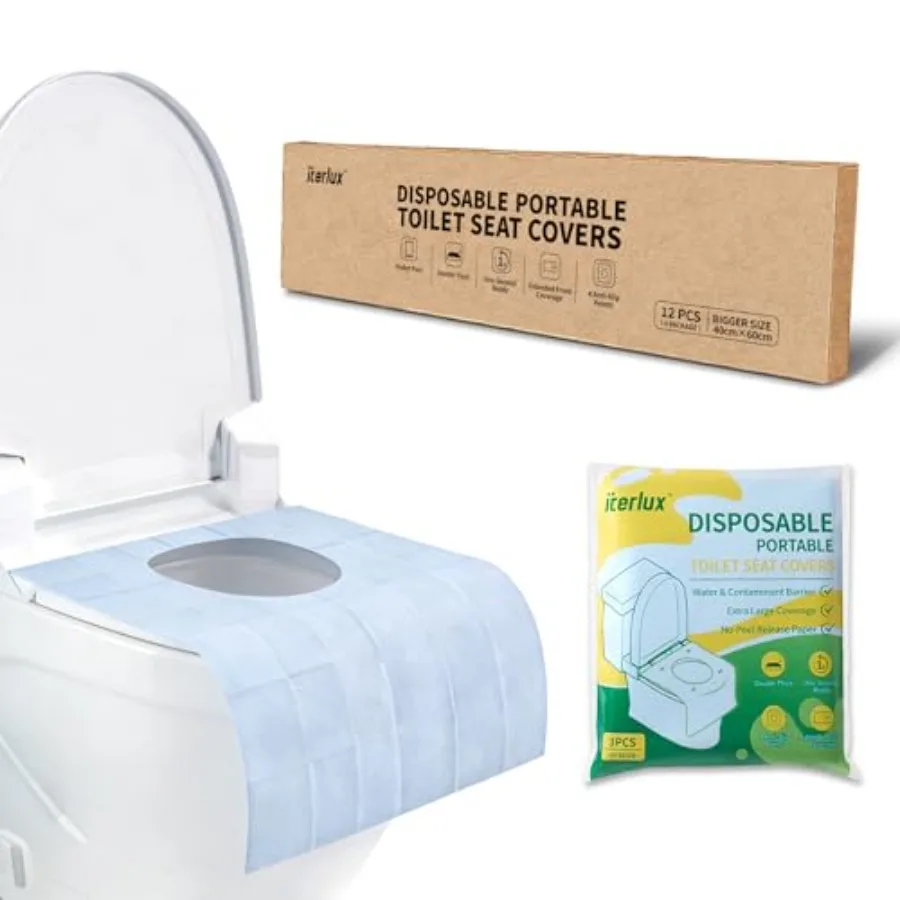 12 PCS XL Disposable Toilet Seat Covers Extended Front Flap Waterproof and Hygienic Travel Essentials for Public Restrooms Airp
12 PCS XL Disposable Toilet Seat Covers Extended Front Flap Waterproof and Hygienic Travel Essentials for Public Restrooms Airp