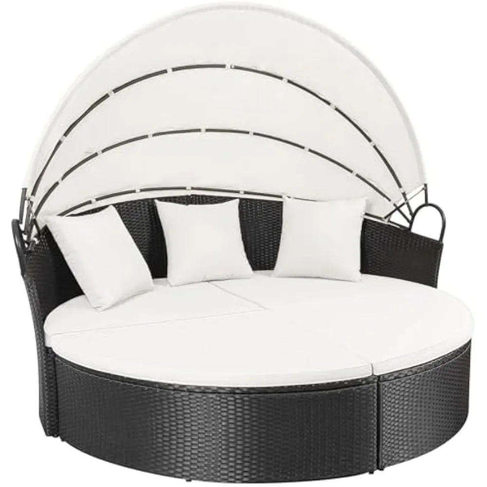 Patio Outdoor Daybed with Retractable Canopy, Rattan Wicker Sectional Seating with Washable Cushions for Patio Backyard Porch R
Patio Outdoor Daybed with Retractable Canopy, Rattan Wicker Sectional Seating with Washable Cushions for Patio Backyard Porch R