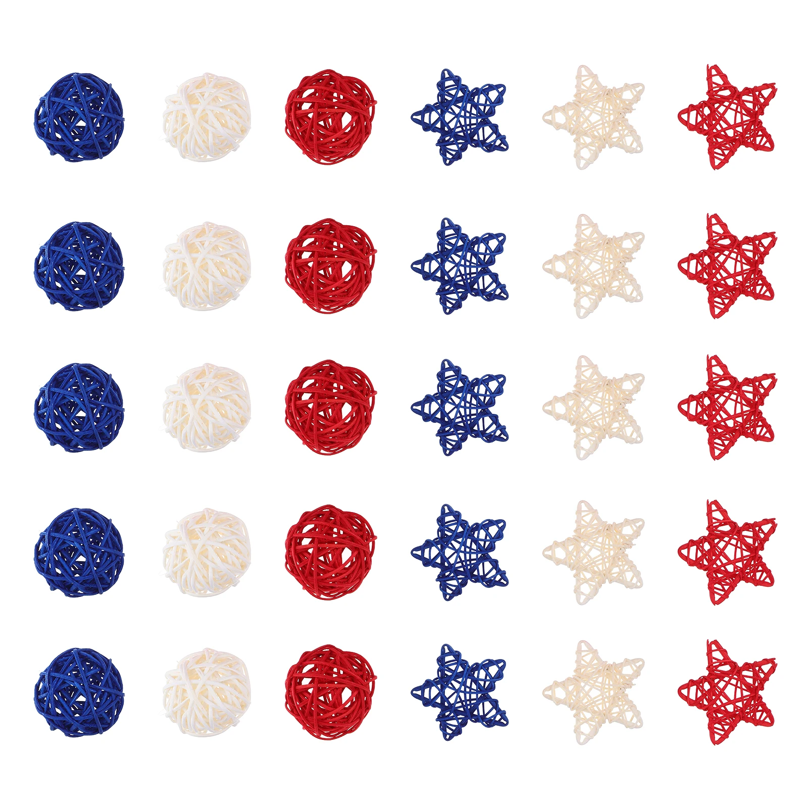 30pcs Rattan Balls Decorative Ornaments for Table Patriotic Spheres Craftsmanship Smooth Vase Fillers Independence
30pcs Rattan Balls Decorative Ornaments for Table Patriotic Spheres Craftsmanship Smooth Vase Fillers Independence