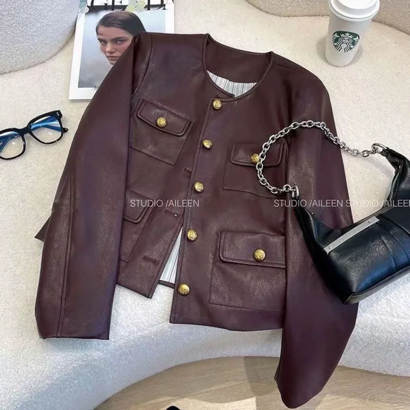 Anchor Red Leather Jacket Women's Short 2025 Autumn New Style High-end Temperament Versatile Leather Jacket Top
Anchor Red Leather Jacket Women's Short 2025 Autumn New Style High-end Temperament Versatile Leather Jacket Top