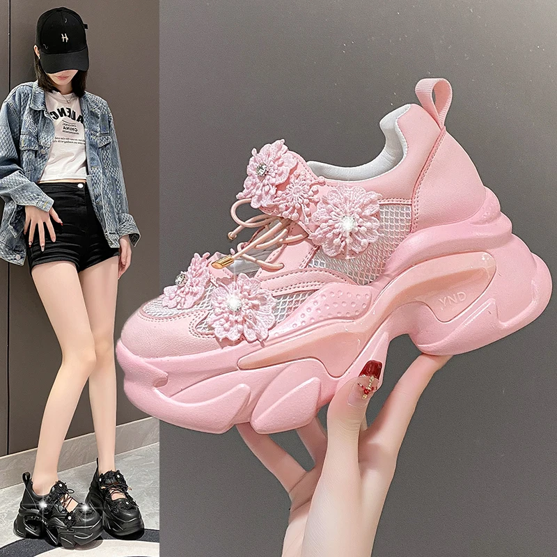 Women Casual Breathable Platform Shoes Crystal Flower Summer Chunky Sneakers Trendy Height Increasing Vulcanized Women's Shoes
Women Casual Breathable Platform Shoes Crystal Flower Summer Chunky Sneakers Trendy Height Increasing Vulcanized Women's Shoes