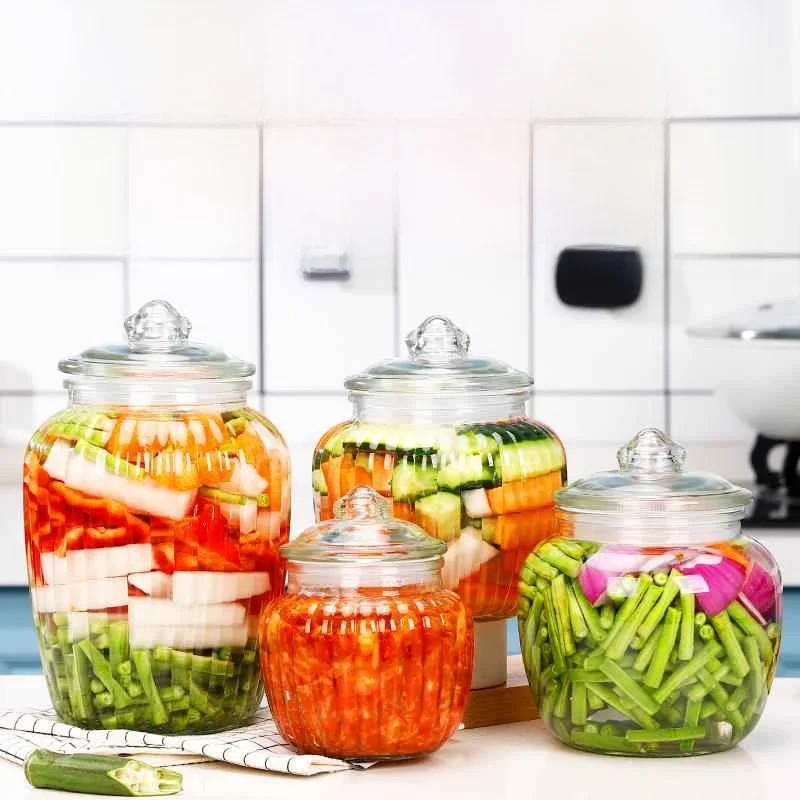 Kitchen ade Glass Kimchi Storage Jar Home Use Piled Cabbage Sealable Container round ape Food Preservation Container
Kitchen ade Glass Kimchi Storage Jar Home Use Piled Cabbage Sealable Container round ape Food Preservation Container