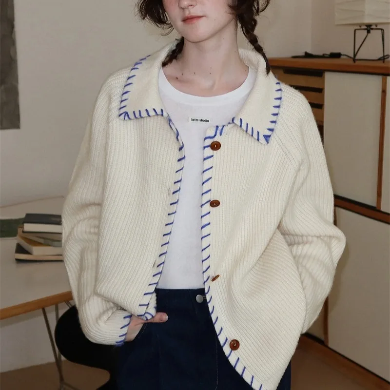 YYAHAHAS Fashionable Autumn and Winter New Heavy Handmade Contrasting Knitted Cardigan Sweater Loose Fit Female Clothing
YYAHAHAS Fashionable Autumn and Winter New Heavy Handmade Contrasting Knitted Cardigan Sweater Loose Fit Female Clothing