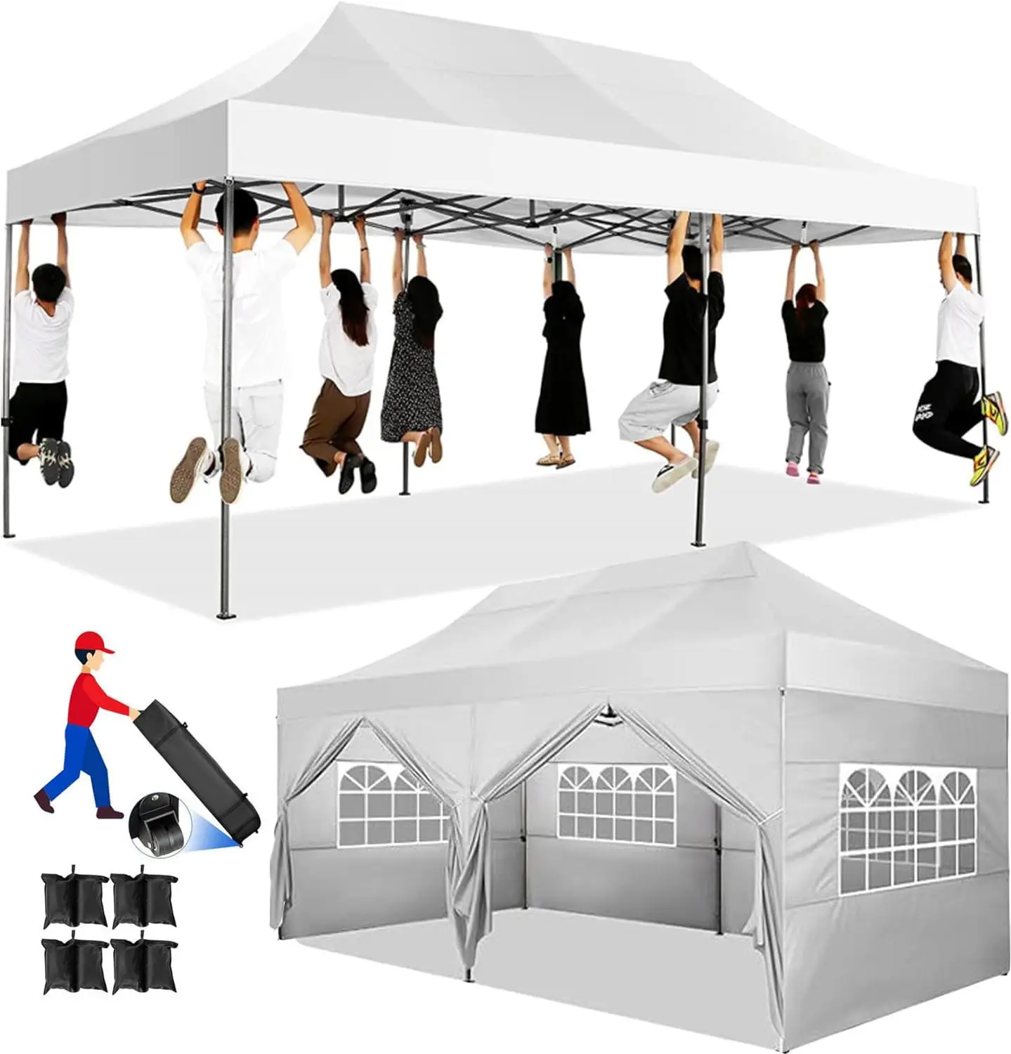 10x20 Heavy Duty Pop Up Canopy Tent Waterproof 3 Height Adjustable Wheeled Bag Outdoor Party Wedding Gazebo, Custom
10x20 Heavy Duty Pop Up Canopy Tent Waterproof 3 Height Adjustable Wheeled Bag Outdoor Party Wedding Gazebo, Custom