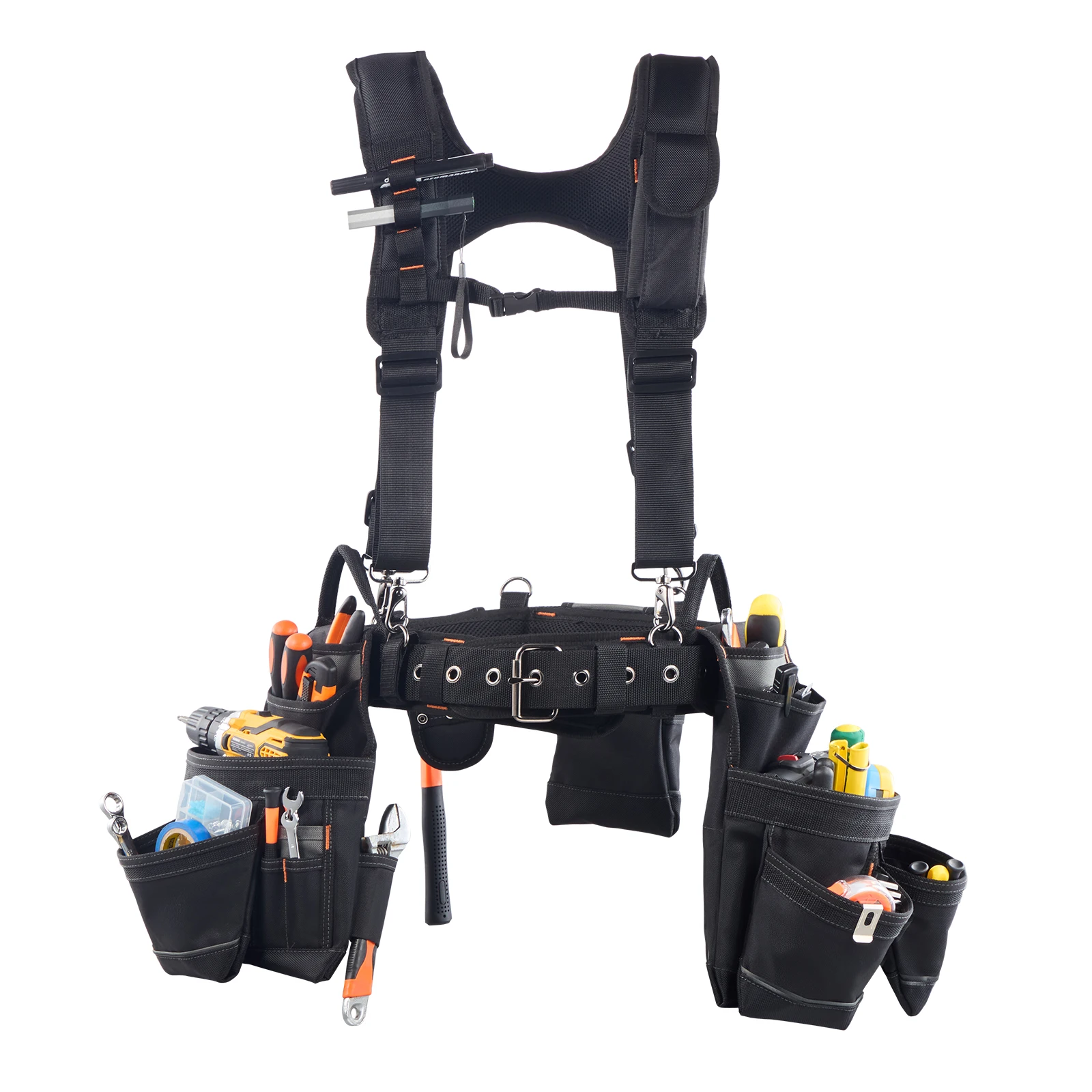 SucceBuy 19 Pockets Tool Belt Tools Pouch Waist Adjustable 31-51in Utility Belt Work Bag Detachable Suspension for Electrician
SucceBuy 19 Pockets Tool Belt Tools Pouch Waist Adjustable 31-51in Utility Belt Work Bag Detachable Suspension for Electrician