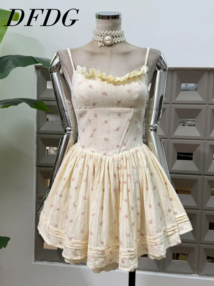 DFDG Women 2026 Spring Summer Spaghetti Strap Mini Dress Floral Print Ruffle Trim Pleated Skirt A Line Casual Cute Daily Dress
DFDG Women 2026 Spring Summer Spaghetti Strap Mini Dress Floral Print Ruffle Trim Pleated Skirt A Line Casual Cute Daily Dress