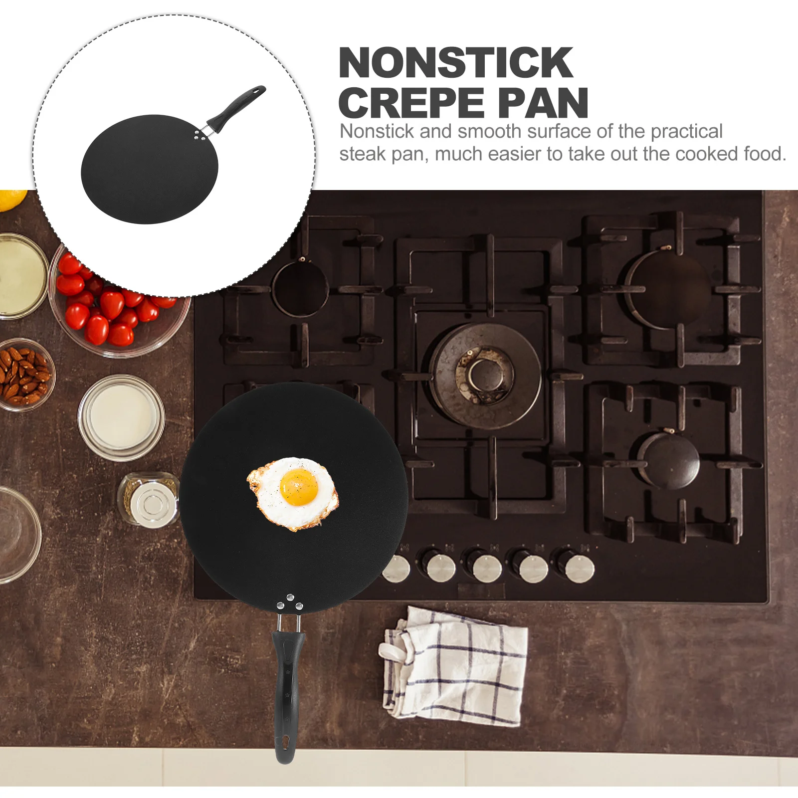 Nonstick Crepe Pan 12 Inch Smooth Flat Skillet for Crepes Tortillas Omelette Steak Cooking Portable Handle Design Easy Clean
Nonstick Crepe Pan 12 Inch Smooth Flat Skillet for Crepes Tortillas Omelette Steak Cooking Portable Handle Design Easy Clean