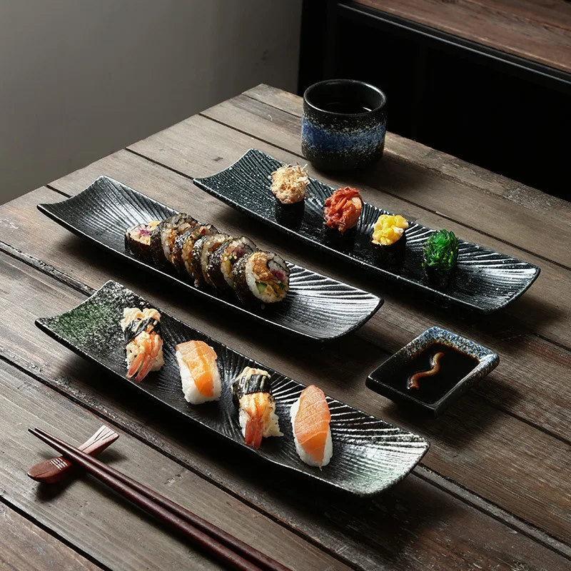 cuisine creative rectangular sushi plate sashimi plate cold dish plate Japanese ceramic plate retro restaurant strip plate
cuisine creative rectangular sushi plate sashimi plate cold dish plate Japanese ceramic plate retro restaurant strip plate
