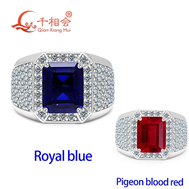 S925 Silver 8x10mm Emerald Cut Lab Grown Pigeon Blood Red/Royal Blue Sapphire Gemstone Men's Ring, Moissanite Pave Wide Band
S925 Silver 8x10mm Emerald Cut Lab Grown Pigeon Blood Red/Royal Blue Sapphire Gemstone Men's Ring, Moissanite Pave Wide Band