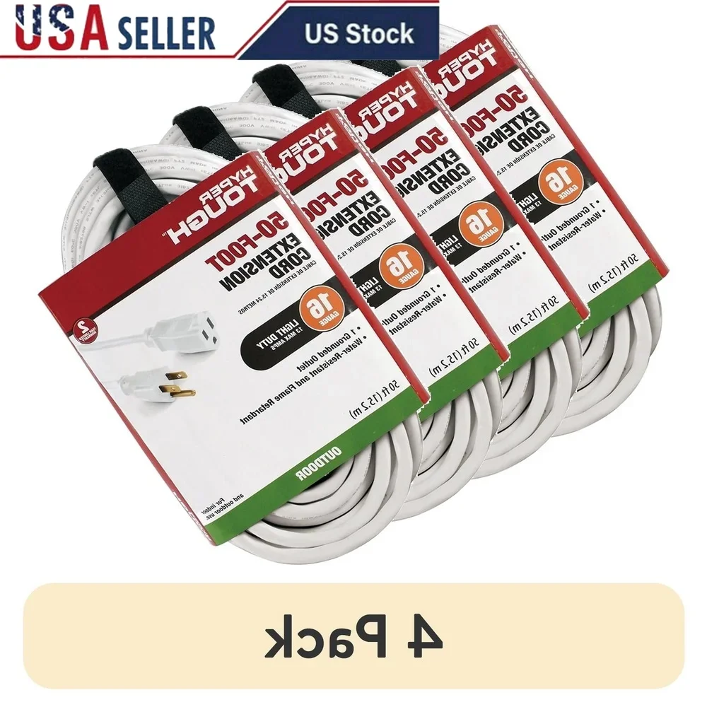50FT Outdoor Extension Cord 16AWG 3 Prong Single Outlet Grounded Heavy Duty Safety ETL Listed with Hook and Loop Strap
50FT Outdoor Extension Cord 16AWG 3 Prong Single Outlet Grounded Heavy Duty Safety ETL Listed with Hook and Loop Strap