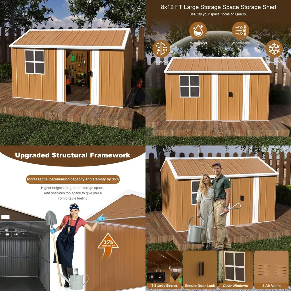 Прочный металлический навес для наружного хранения с окнами, надежным замком и вентиляцией для использования в саду
Прочный металлический навес для наружного хранения с окнами, надежным замком и вентиляцией для использования в саду