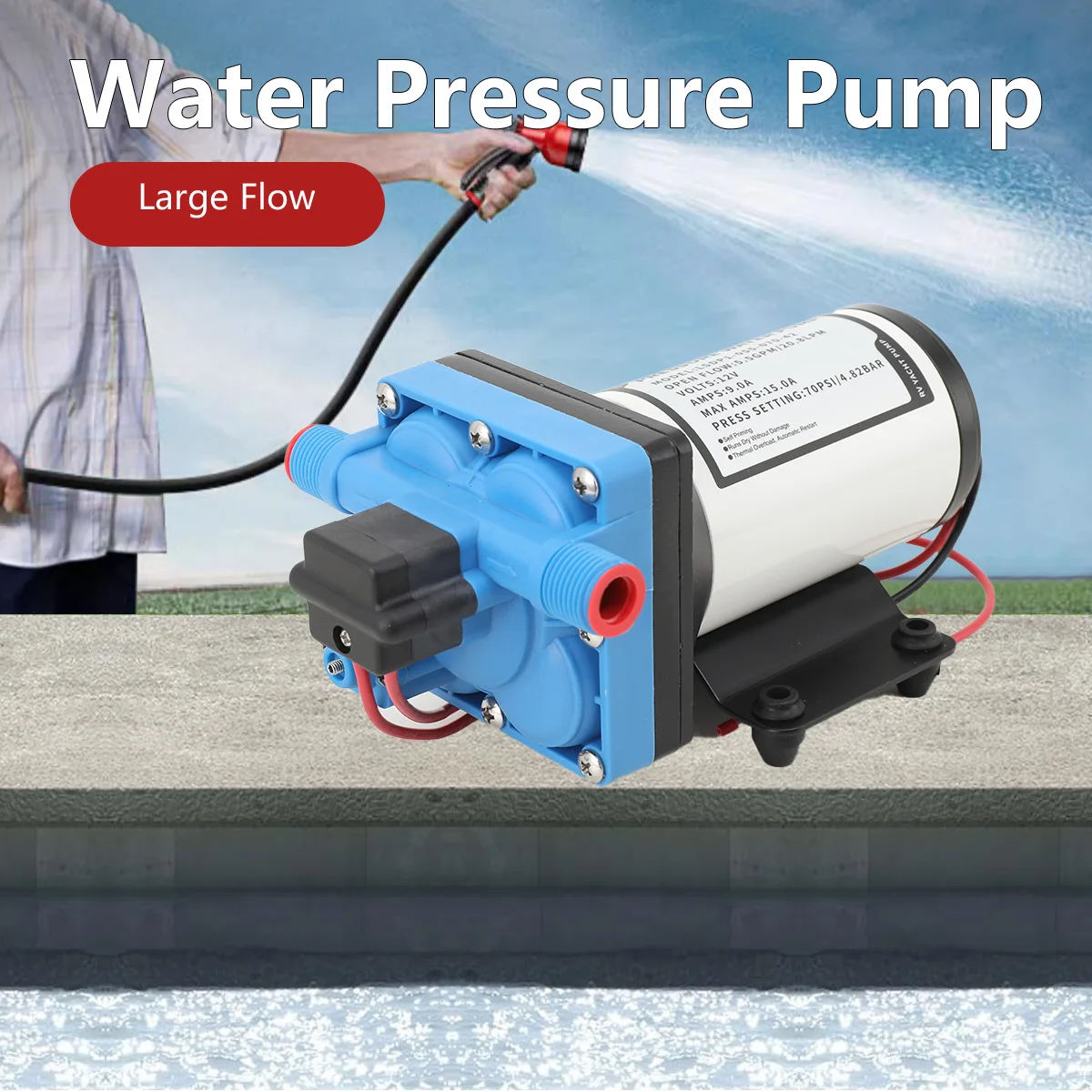 Самовсасывающий электрический мембранный насос постоянного тока 12 В, 70 фунтов на квадратный дюйм, насос для очистки с большим расходом, 5,5 галлонов в минуту, электрический мембранный насос высокого давления
Самовсасывающий электрический мембранный насос постоянного тока 12 В, 70 фунтов на квадратный дюйм, насос для очистки с большим расходом, 5,5 галлонов в минуту, электрический мембранный насос высокого давления