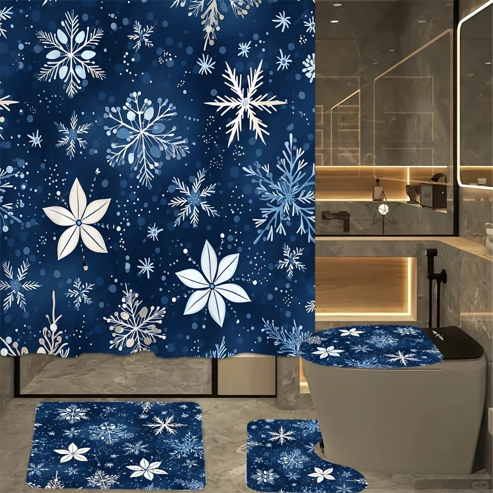 Snowflake Winter Bathroom 4-Piece Set: Shower Curtain, Bath Mat, Toilet Cover, Tank Cover – Cozy Holiday Decor
Snowflake Winter Bathroom 4-Piece Set: Shower Curtain, Bath Mat, Toilet Cover, Tank Cover – Cozy Holiday Decor