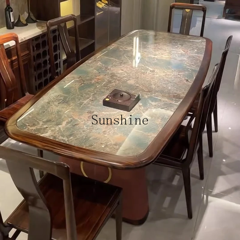 Modern villa hotel restaurant rectangular solid wood light luxury dining table
Modern villa hotel restaurant rectangular solid wood light luxury dining table