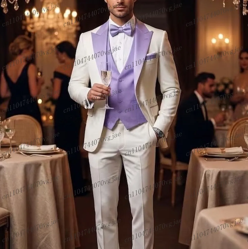 Light Purple And White Men Suit Formal Wedding Party Groom Business Male Tuxedos Customized 3 Piece Set Jacket Vest Pants
Light Purple And White Men Suit Formal Wedding Party Groom Business Male Tuxedos Customized 3 Piece Set Jacket Vest Pants
