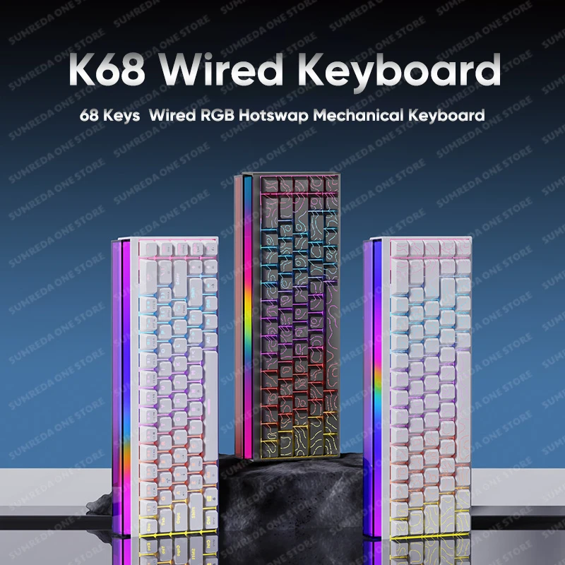 SUMREAD K68 Проводная игровая механическая клавиатура с 68 клавишами и раскладками TYPE-C Проводная RGB-клавиатура с возможностью горячей замены для ПК, ноутбука, офицер
SUMREAD K68 Проводная игровая механическая клавиатура с 68 клавишами и раскладками TYPE-C Проводная RGB-клавиатура с возможностью горячей замены для ПК, ноутбука, офицер