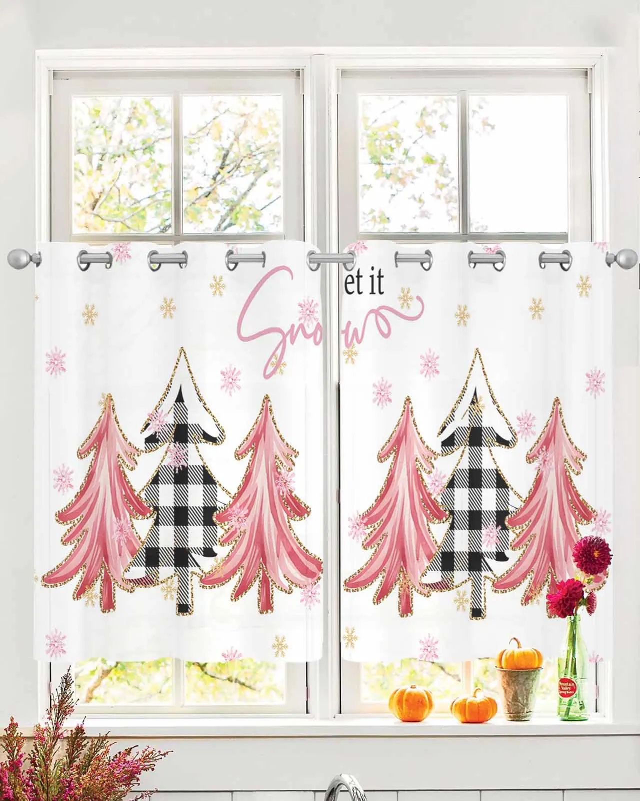 2pcs Tulle Window Curtains Pink Christmas Tree Snowflakes Pine for Living Room Bedroom Chiffon Sheer Voile Window Curtain
2pcs Tulle Window Curtains Pink Christmas Tree Snowflakes Pine for Living Room Bedroom Chiffon Sheer Voile Window Curtain