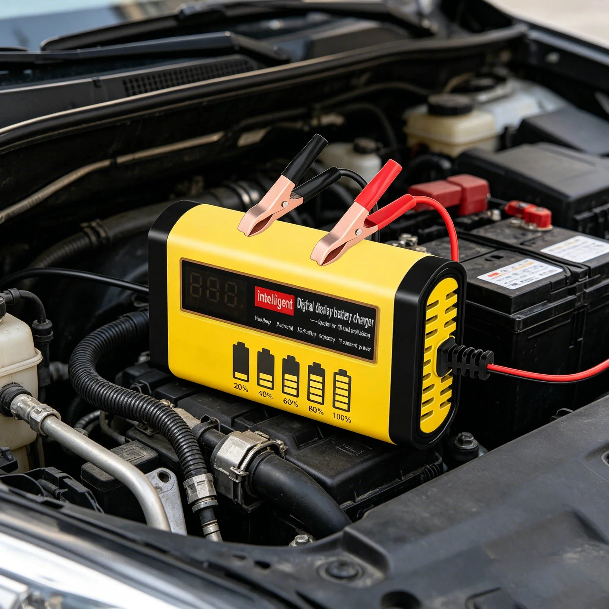 Digital LCD Display Full Automatic Car Battery Charger 2A Fast Charging 3 Stages Lead Acid AGM GEL
Digital LCD Display Full Automatic Car Battery Charger 2A Fast Charging 3 Stages Lead Acid AGM GEL