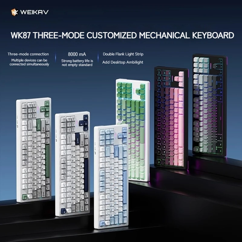 Weikav Wk87 Беспроводная Bluetooth Трехрежимная индивидуальная механическая клавиатура Прокладка Структура Blackberry Резная офисная игровая клавиатура
Weikav Wk87 Беспроводная Bluetooth Трехрежимная индивидуальная механическая клавиатура Прокладка Структура Blackberry Резная офисная игровая клавиатура