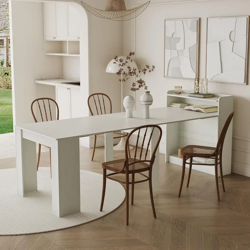 Super Long Rustic White Expandable Dining Table, Seats 6-12, Perfect for Meetings or Home Office
Super Long Rustic White Expandable Dining Table, Seats 6-12, Perfect for Meetings or Home Office
