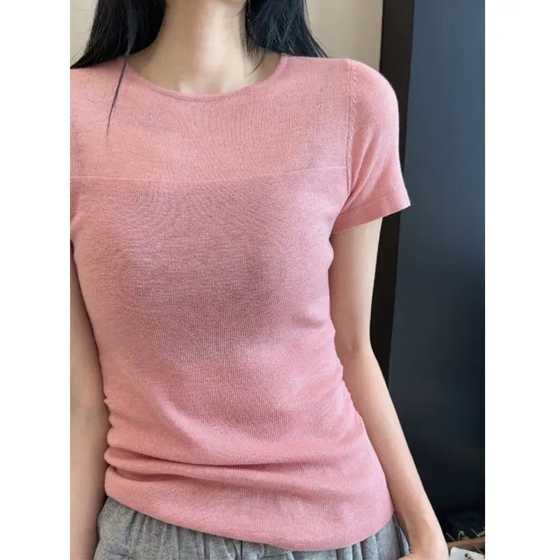 Spring and Summer Versatile Slim-fit Stylish Design Sense Niche Solid Color Round Neck Knit Inner Wear Short Sleeves
Spring and Summer Versatile Slim-fit Stylish Design Sense Niche Solid Color Round Neck Knit Inner Wear Short Sleeves