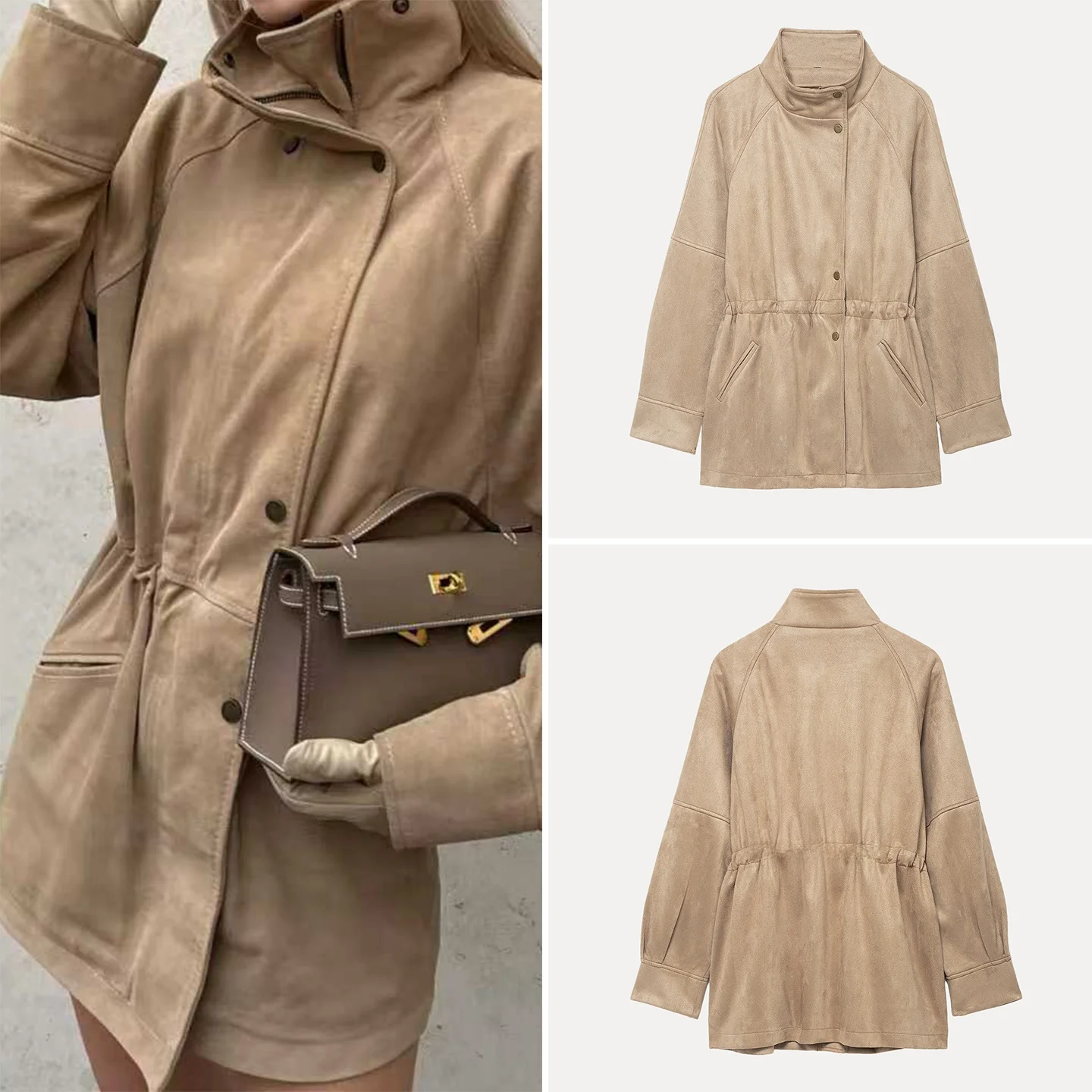 Loose High Collar Suede mid Length Jaet Women's Autumn New Sle Z Stand Fit Long Sve Button up Coat
Loose High Collar Suede mid Length Jaet Women's Autumn New Sle Z Stand Fit Long Sve Button up Coat