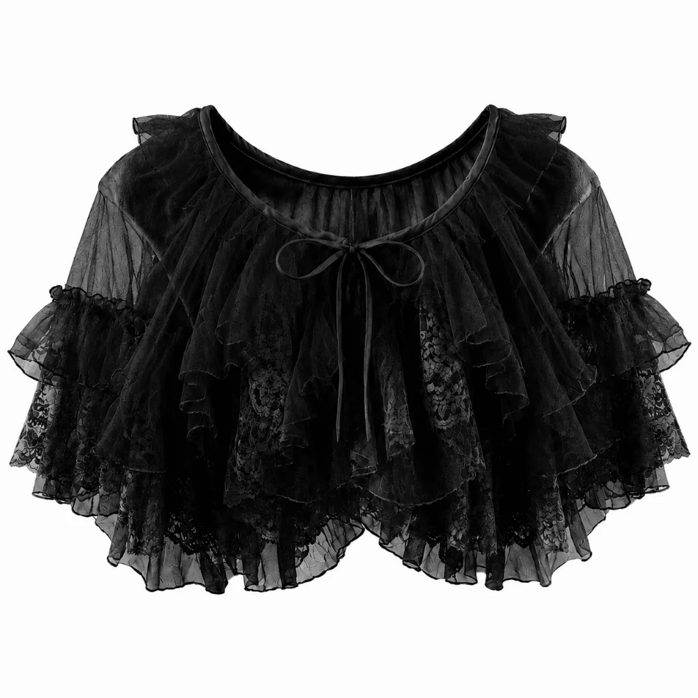 Creative White Black Lolita Short Shawl Ruffles Lace Mesh Lolita Skirt Sheer Cosplay French Style Smock Gothic Girls
Creative White Black Lolita Short Shawl Ruffles Lace Mesh Lolita Skirt Sheer Cosplay French Style Smock Gothic Girls