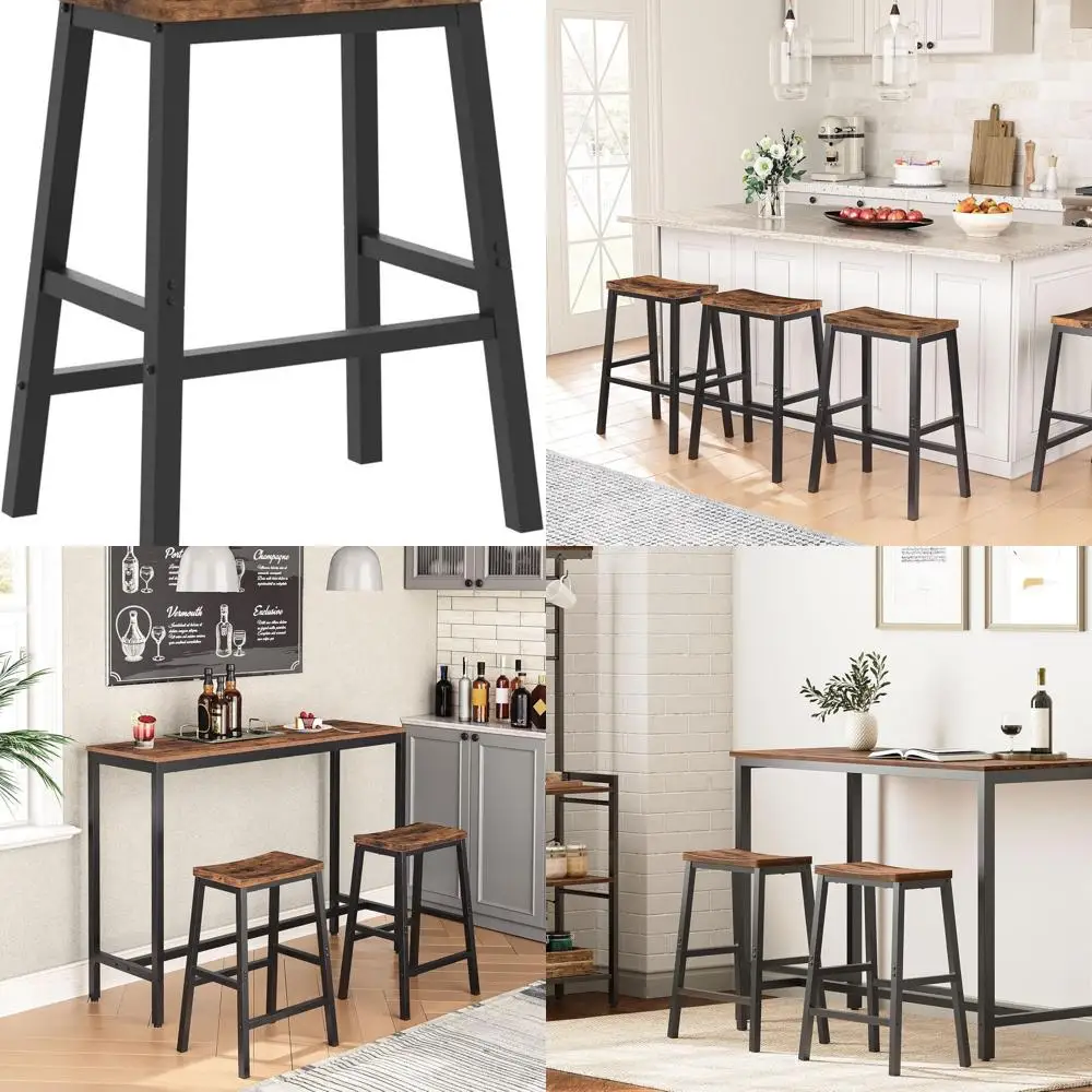 Pair of 23.6 Saddle Bar Stools with Footrests, Rustic Brown and Black, Suitable for Kitchen Counters and Dining Rooms
Pair of 23.6 Saddle Bar Stools with Footrests, Rustic Brown and Black, Suitable for Kitchen Counters and Dining Rooms