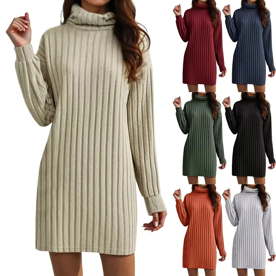 Womens Solid Knitted Dress Turtleneck Round Neck Fashionable Comfortable Dress Women'S Plus Size Casual Dress A-Line Dress
Womens Solid Knitted Dress Turtleneck Round Neck Fashionable Comfortable Dress Women'S Plus Size Casual Dress A-Line Dress