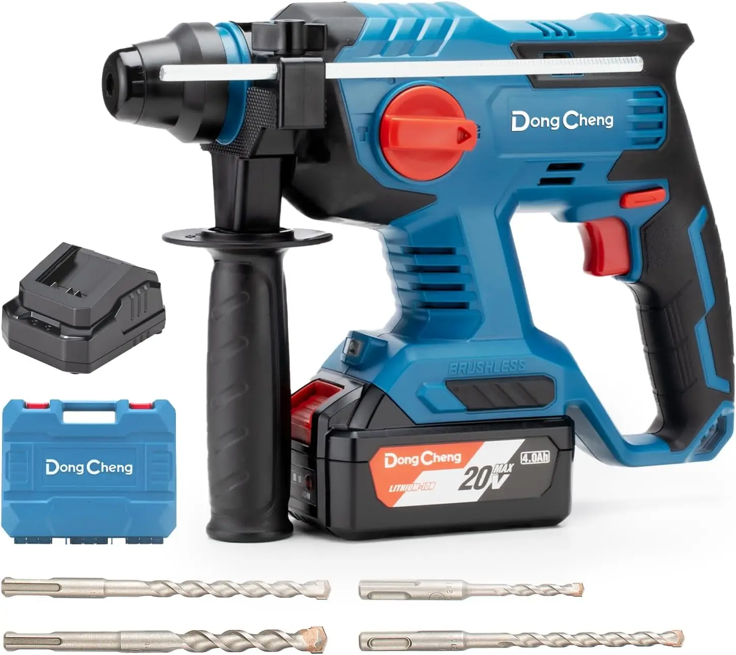 20V Max Cordless Rotary Hammer Drill, 7/8" SDS-Plus, 4 Modes, Brushless, 2.1 Joules, with 4.0Ah Battery & Charger, 4 Bits
20V Max Cordless Rotary Hammer Drill, 7/8" SDS-Plus, 4 Modes, Brushless, 2.1 Joules, with 4.0Ah Battery & Charger, 4 Bits