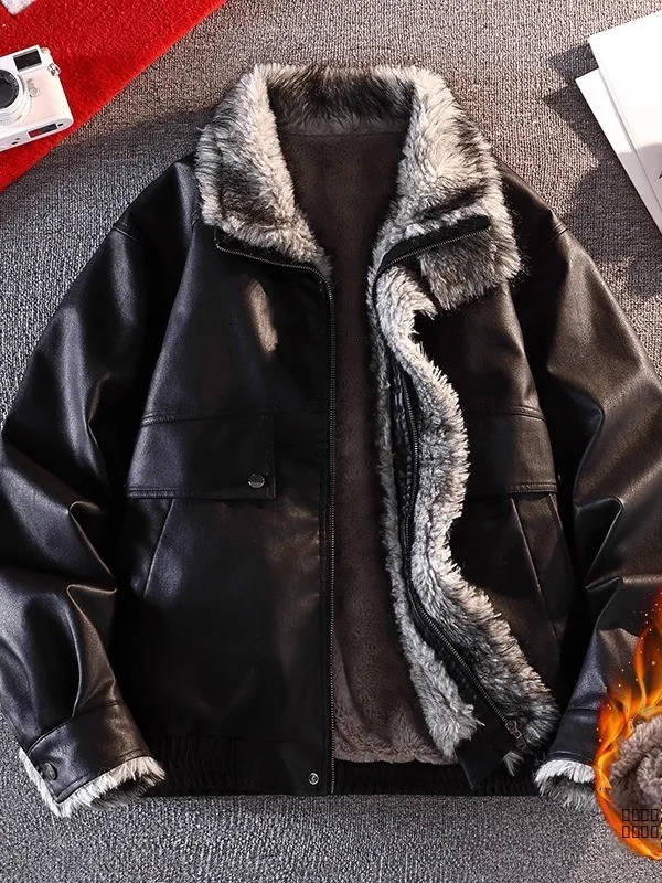 Men's Faion Casual Thiened Fce Lined Fur Collar Leather Jaet All Match Winter Warm Zipper Closure Coat Stand Fit
Men's Faion Casual Thiened Fce Lined Fur Collar Leather Jaet All Match Winter Warm Zipper Closure Coat Stand Fit