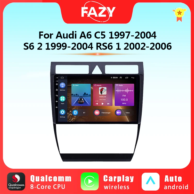 Автомобильный радиоприемник FAZY Android12 для Audi A6 C5 1997-2004 S6 1999-2004 RS6 2002-2006 мультимедийный плеер GPS стерео Carplay Авторадио 2din
Автомобильный радиоприемник FAZY Android12 для Audi A6 C5 1997-2004 S6 1999-2004 RS6 2002-2006 мультимедийный плеер GPS стерео Carplay Авторадио 2din