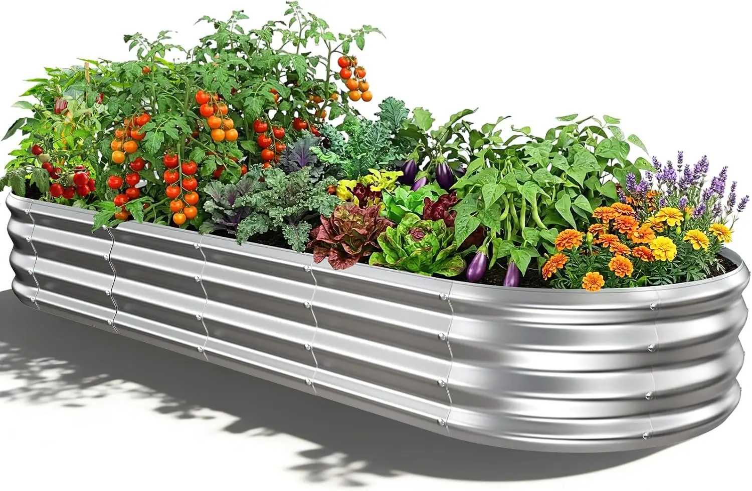 Oval Raised Garden Bed, 5 x 2 x 1FT, Galvanized Steel Planter Box with Wave-Shaped Metal Panels for Outdoor Flower,Tree,
Oval Raised Garden Bed, 5 x 2 x 1FT, Galvanized Steel Planter Box with Wave-Shaped Metal Panels for Outdoor Flower,Tree,