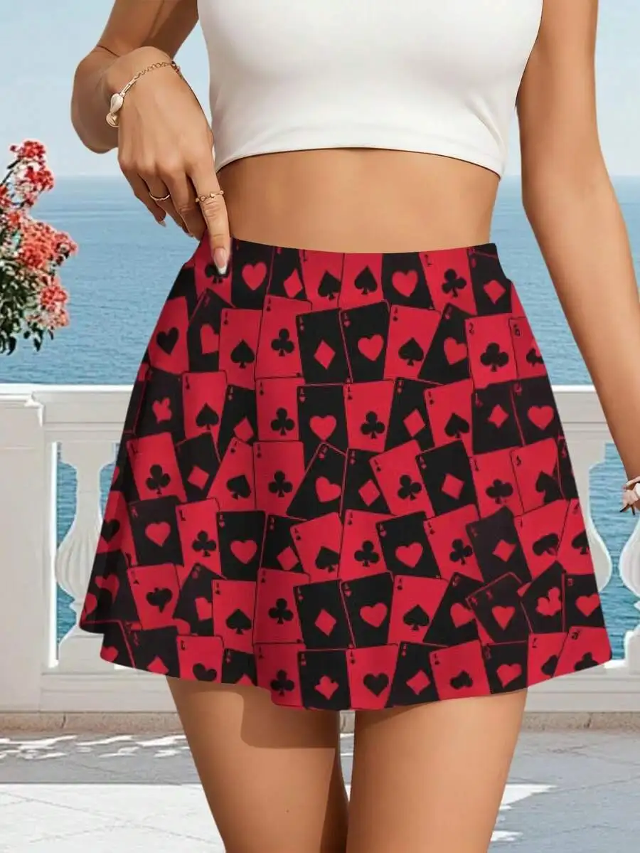 Playing Card Print Women Mini Skirt Casual Lightweight Breathable Summer Beach Skirt
Playing Card Print Women Mini Skirt Casual Lightweight Breathable Summer Beach Skirt