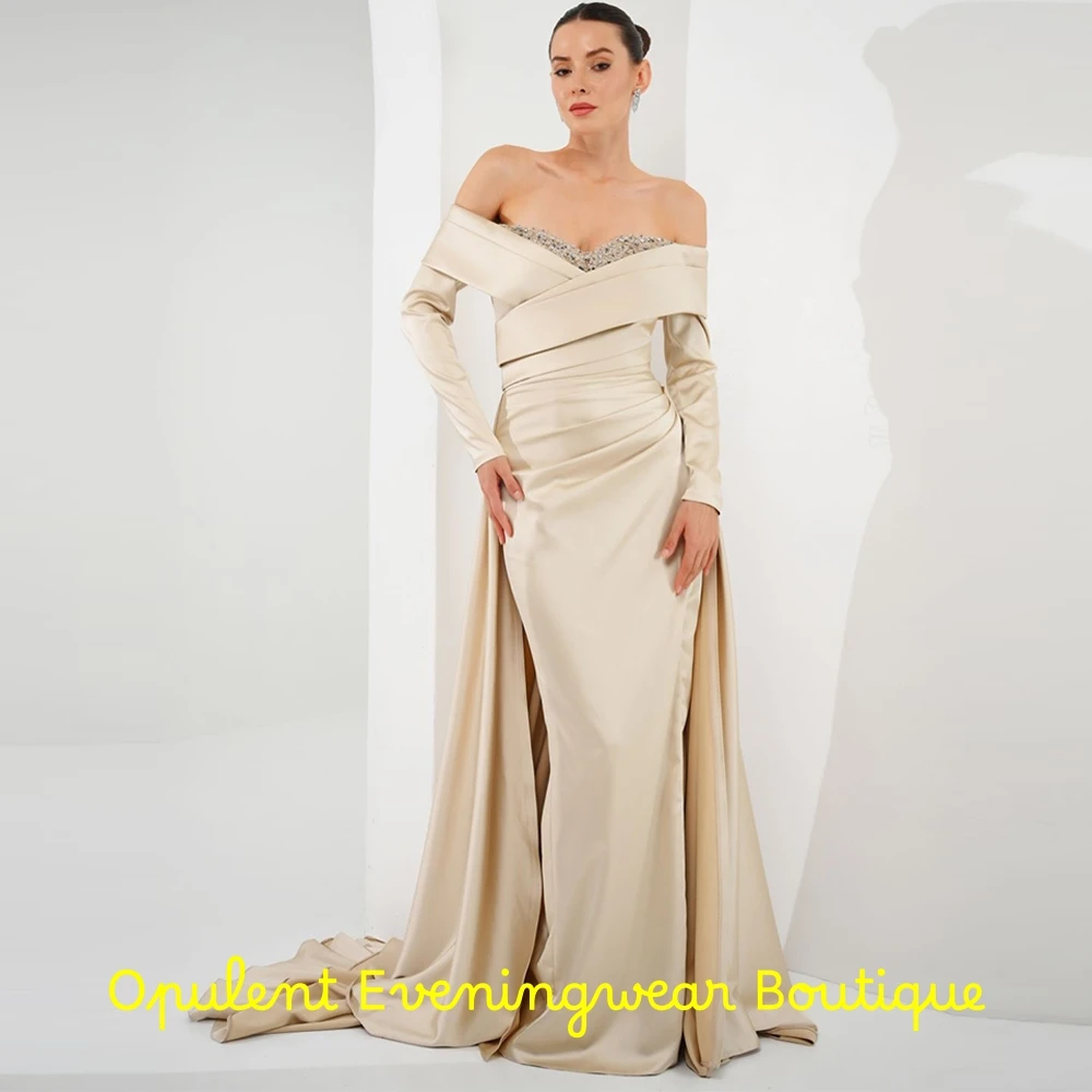 Exquisite Panel Train Evening Dress Luxury Long Sleeves Crystal Customized Celebrity Gowns Sexy Satin Special Occasion Gown
Exquisite Panel Train Evening Dress Luxury Long Sleeves Crystal Customized Celebrity Gowns Sexy Satin Special Occasion Gown