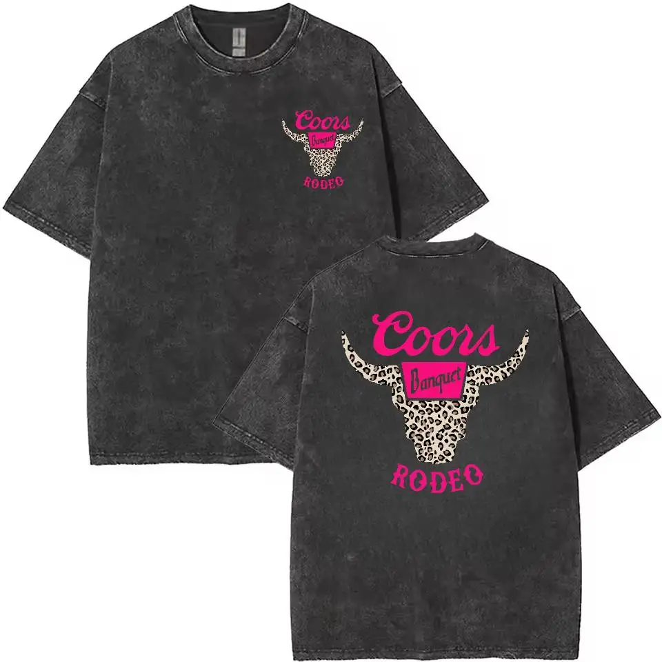 Washed Tee With Leopard - Print Bull Skull & Coors Banquet Rodeo Graphics, Short - Sleeved
Washed Tee With Leopard - Print Bull Skull & Coors Banquet Rodeo Graphics, Short - Sleeved