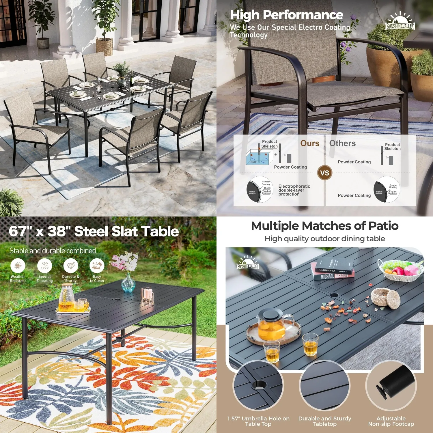 7pc Patio Dining Set Metal Table w/Umbrella Hole & 6 Chairs Outdoor Lawn Backyard Deck Brown Customized
7pc Patio Dining Set Metal Table w/Umbrella Hole & 6 Chairs Outdoor Lawn Backyard Deck Brown Customized