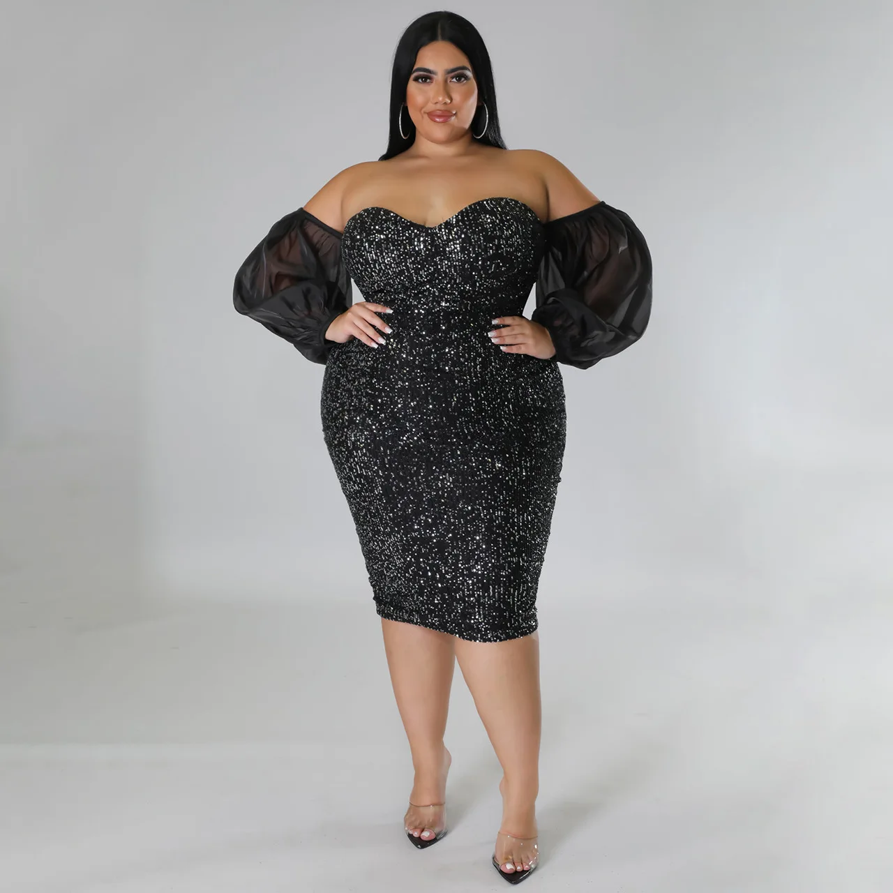 plus size Sexy Sequin Mini Dress Strapless Mesh Solid Color Evening Gown Tight Chic Butt-hugging Skirt for Women Fashion Trend
plus size Sexy Sequin Mini Dress Strapless Mesh Solid Color Evening Gown Tight Chic Butt-hugging Skirt for Women Fashion Trend