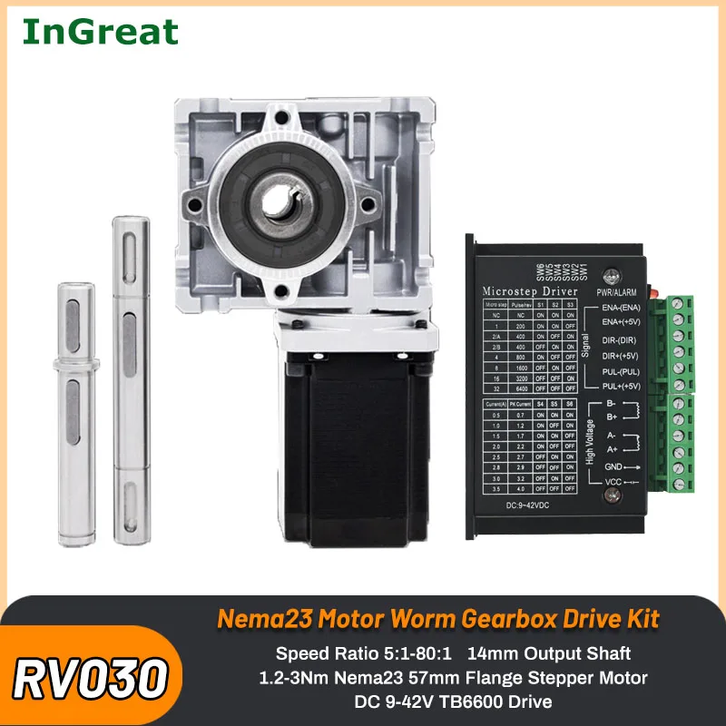 Ingreat Nema23 90 Degree Worm Gearbox Stepper Motor Drive NMRV030 Right Angle Worm Gear Reducer Motor Gearbox Kit Speed Reducer
Ingreat Nema23 90 Degree Worm Gearbox Stepper Motor Drive NMRV030 Right Angle Worm Gear Reducer Motor Gearbox Kit Speed Reducer