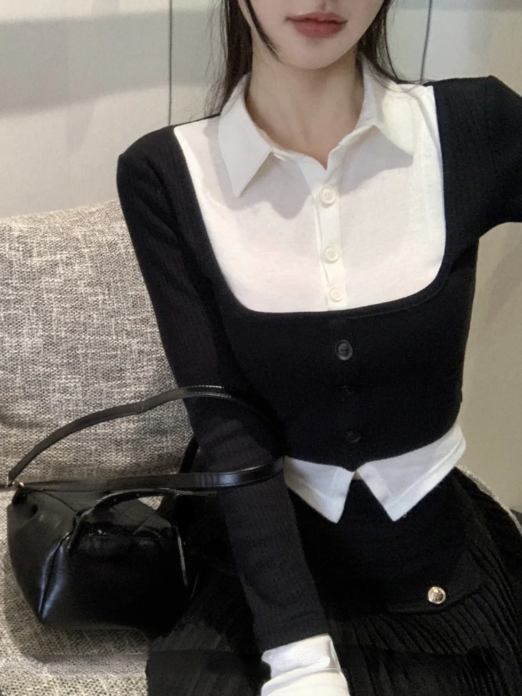 Korean Fashion Slim Pullover Office Lady Fake Two Elegant Shirt Long Sleeve Casual Y2k Tops Woman Patchwork Clothing 2023 Spring
Korean Fashion Slim Pullover Office Lady Fake Two Elegant Shirt Long Sleeve Casual Y2k Tops Woman Patchwork Clothing 2023 Spring