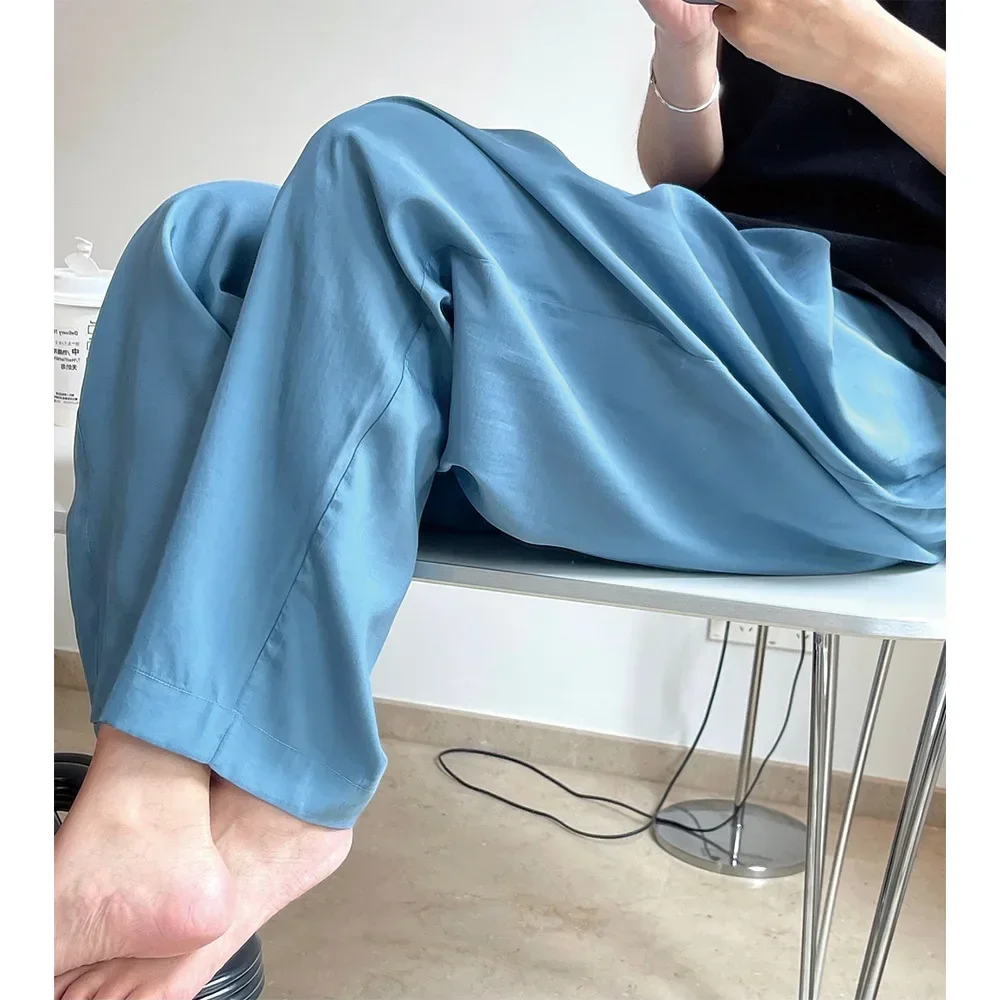 Summer Korean Sun Protection Shiny Smooth Pants High Waist Wide Leg Loose Thin Casual Trousers Women Khaki Blue Pants
Summer Korean Sun Protection Shiny Smooth Pants High Waist Wide Leg Loose Thin Casual Trousers Women Khaki Blue Pants