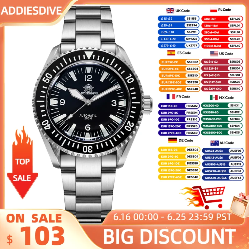 ADDIESDIVE 200m Diver Watch Sapphire NH35 Automatic Mechanical Super Luminous Ceramic Bezel Stainless Steel 40mm Wristwatch Men
ADDIESDIVE 200m Diver Watch Sapphire NH35 Automatic Mechanical Super Luminous Ceramic Bezel Stainless Steel 40mm Wristwatch Men